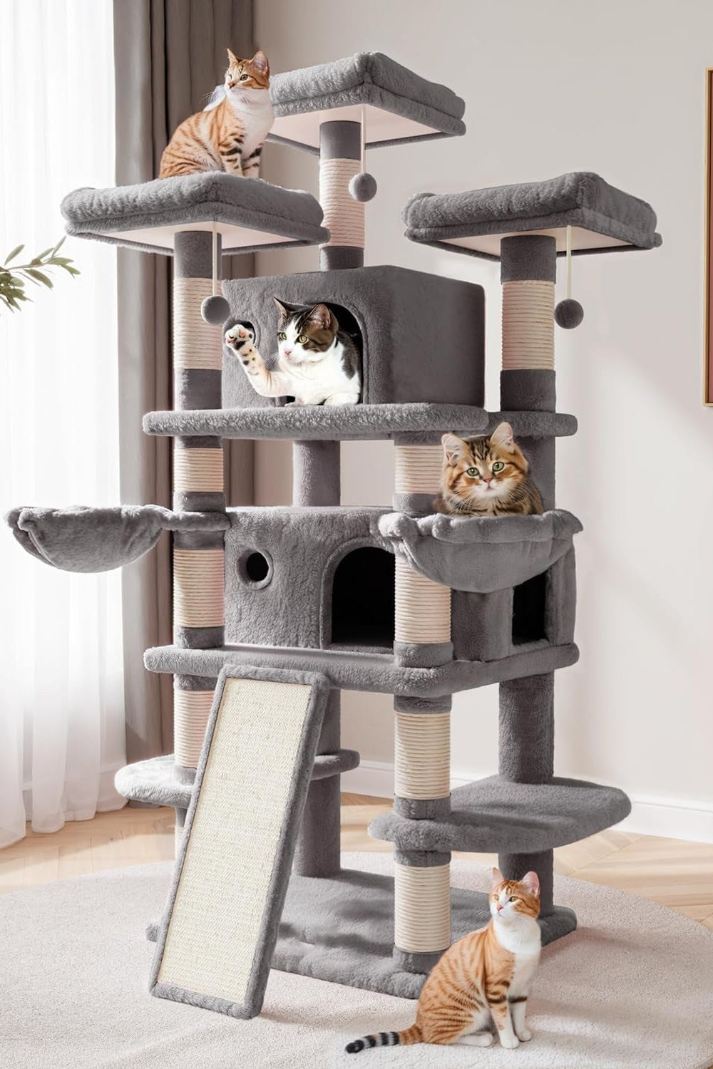 Large Luxury Cat Tree & Scratching Post | Flagship Model for Multi-Cat Households・All-Scenario Play Center・Integrates Climbing / Scratching / Resting / Hiding / Interacting