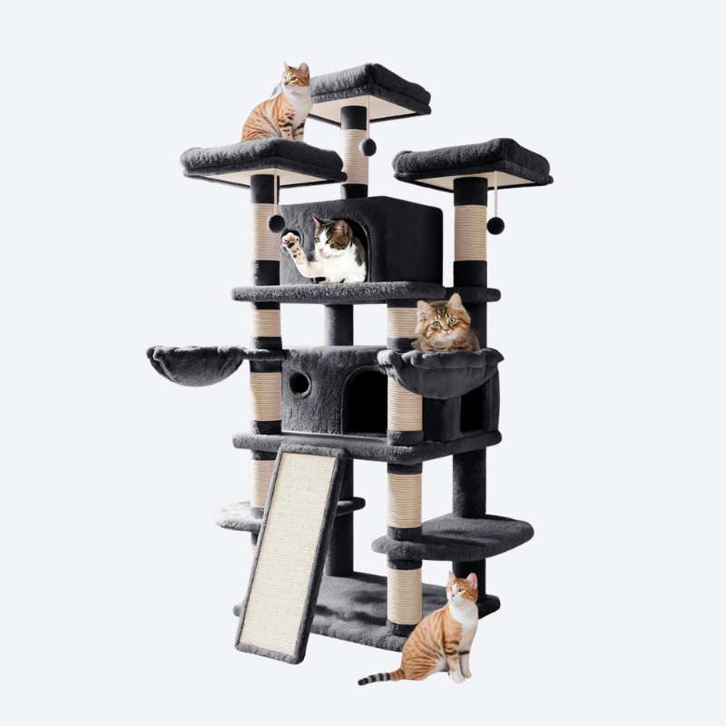 Large Luxury Cat Tree & Scratching Post | Flagship Model for Multi-Cat Households・All-Scenario Play Center・Integrates Climbing / Scratching / Resting / Hiding / Interacting