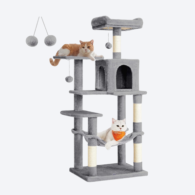 Medium Multifunctional Cat Tree | Small Space Friendly・Den + Hammock + Multi-platform・Cat's One-Stop Playground