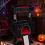 Black and Red Color-Block Double-Decker Cat Castle Cat Tree | Apartment-Friendly・Top Observation Nest + Two-Tier Cat House + Sisal Sloped Scratching Board + Teaser Ball・Mini Cat Fortress Playground