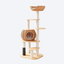 Solid Wood & Rattan Tall Cat Tree | Forest Healing Style · Spherical Rattan Cat Bed + Rattan Top Lookout Bowl + Multi-layer Solid Wood Platforms + Multiple Sisal Scratching Posts · Multi-level Cat Tree Paradise