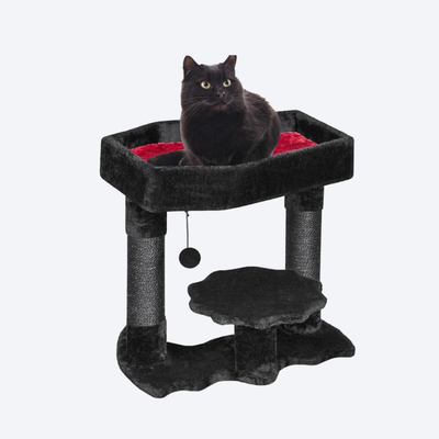 Vampire-Themed Halloween Cat Tree | Holiday Exclusive · Coffin Viewing Throne + Petal Resting Platform + Scratching Post + Bat Base · Dark Night Cat Castle