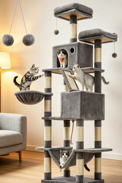 Large Multi-Cat Luxury Cat Tree | Flagship Model for Multi-Cat Homes・All-Scenario Play Center・360° Unleash Your Cat's Instincts
