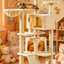 Cream White Multi-Cat Luxury Cat Tree | All-Scene Play Castle · Double Condos + Hammock + Ladder · One-Stop Paradise for Cats