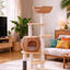 Solid Wood & Rattan Tall Cat Tree | Forest Healing Style · Spherical Rattan Cat Bed + Rattan Top Lookout Bowl + Multi-layer Solid Wood Platforms + Multiple Sisal Scratching Posts · Multi-level Cat Tree Paradise
