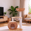 Solid Wood Rattan Multi-Functional Cat Tree | Forest Healing Style · Spherical Rattan Bed + Rattan Top Lookout Bowl + Fabric Hammock + Sisal Scratching Post + Rolling Ball Toy · A Natural Paradise for Cats