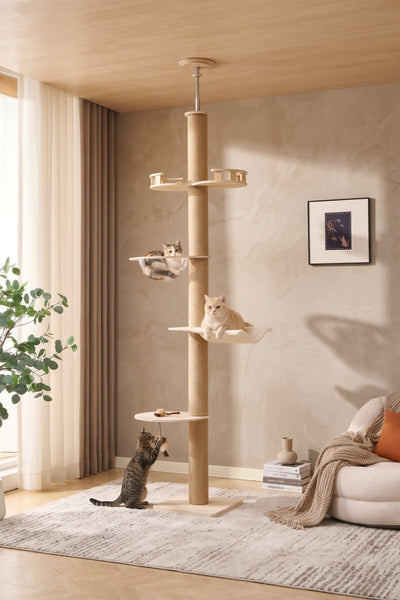 Floor-to-Ceiling Solid Wood Cat Tree | Small Space Friendly • Zero Floor Space • A Vertical Playground Exclusively for Your Cat